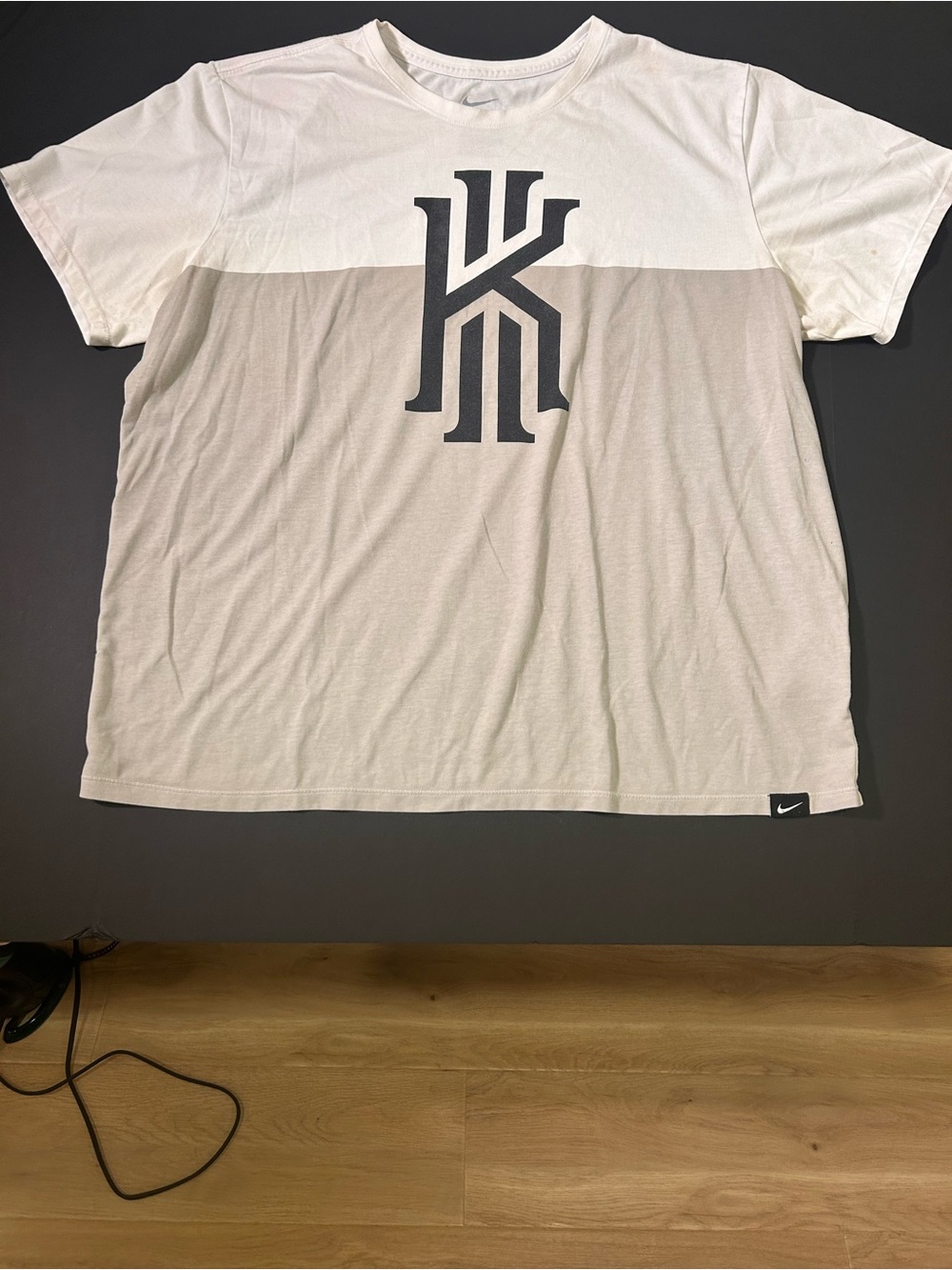 Nike Cream and White Colorblock Short Sleeve Tee with Black Logo